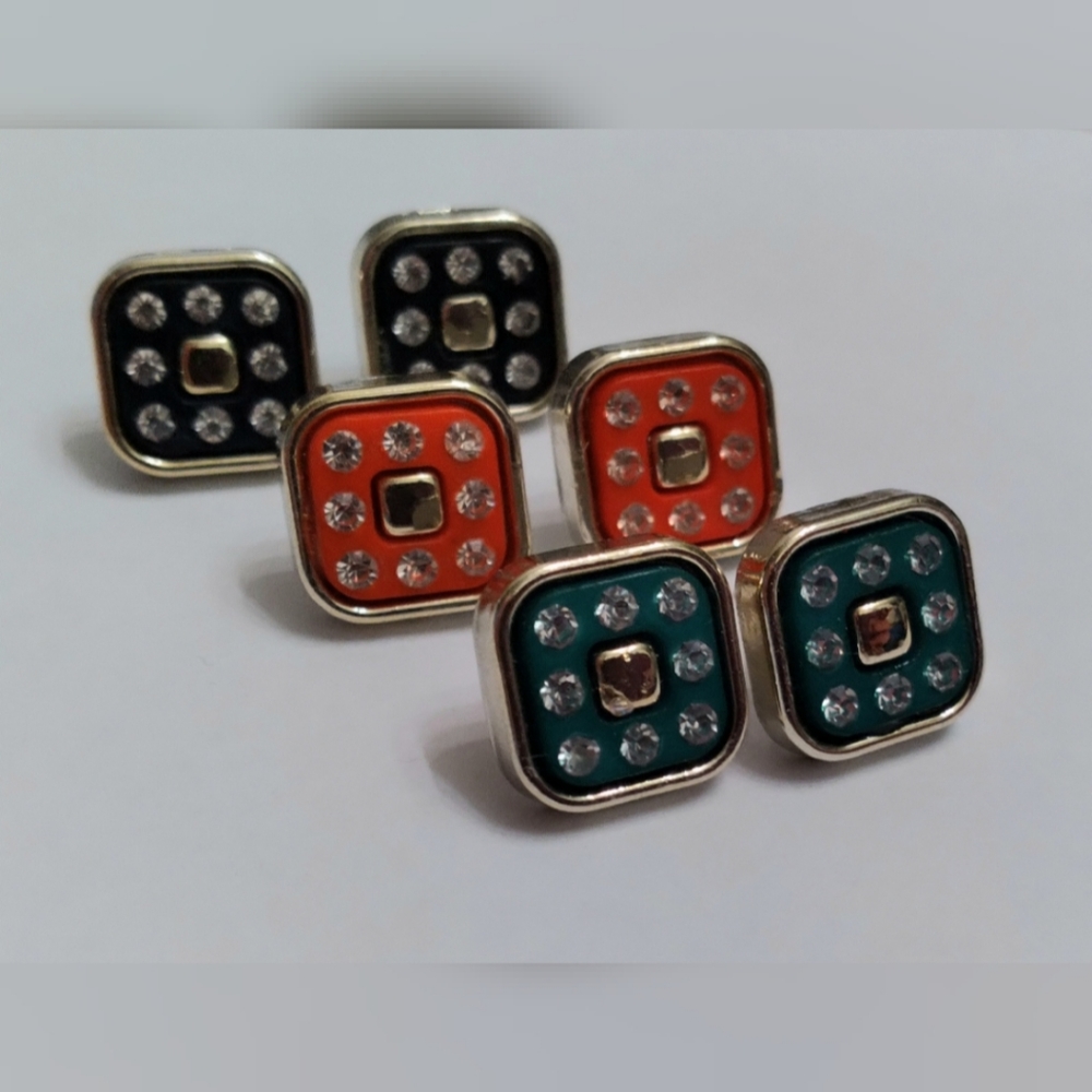 Multicolored Square Earrings Set